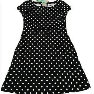 Postmark Dress XS Womens Black Polka Dot Tie Neck Mini Pockets Anthropologie